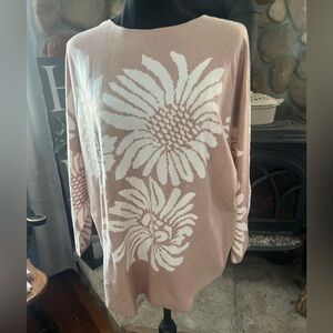 Vila Milano-Beautiful Tan with White Floral Sweater